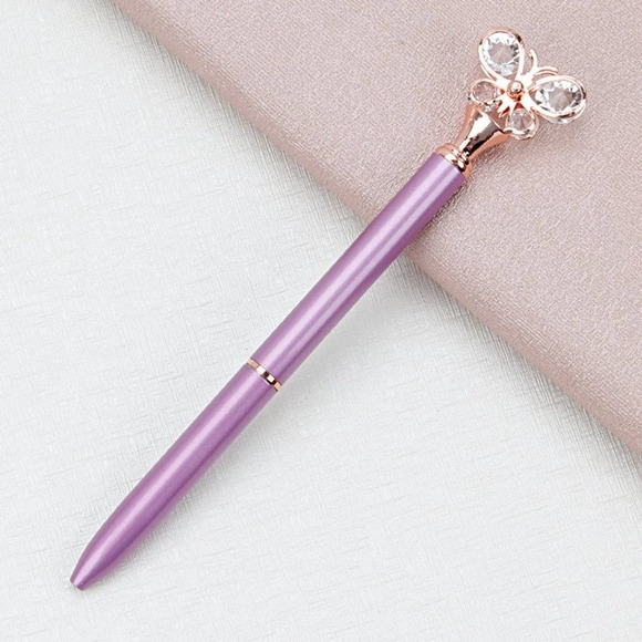 Lavender Crystal Butterfly Topped Ballpoint Pen~~NWOT - Picture 1 of 3